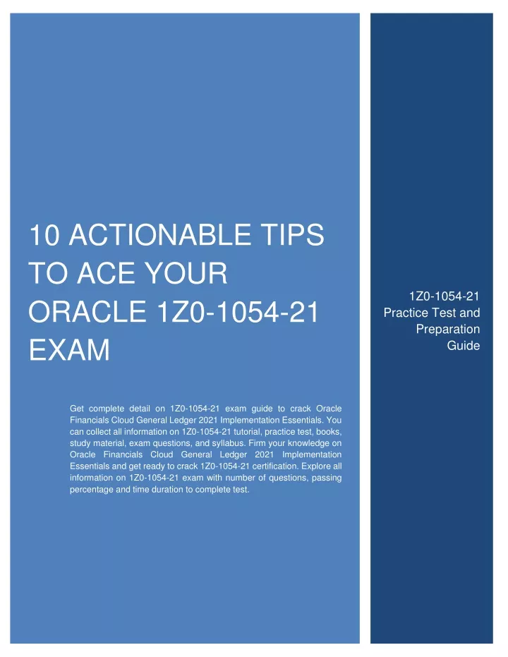 10 actionable tips to ace your oracle 1z0 1054