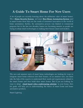 A Guide To Smart Home For New Users
