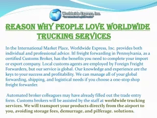 Reason why people love worldwide trucking services