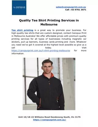 Quality Tee Shirt Printing Services in Melbourne
