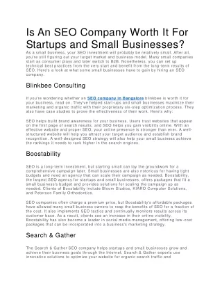Is An SEO Company Worth It For Startups and Small Businesses