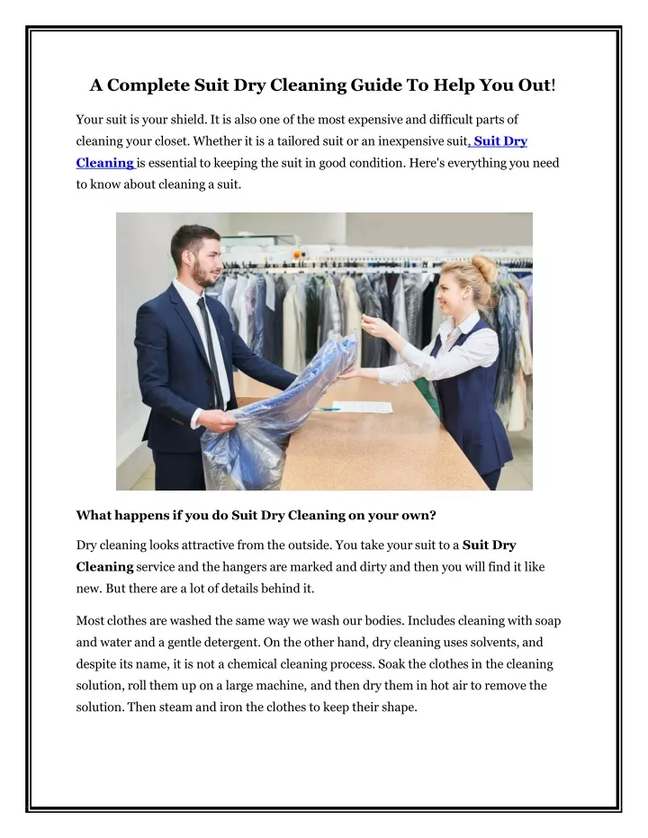 a complete suit dry cleaning guide to help
