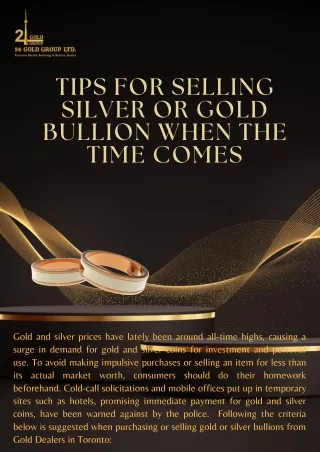 Tips for Selling Silver or Gold Bullion When the Time Comes
