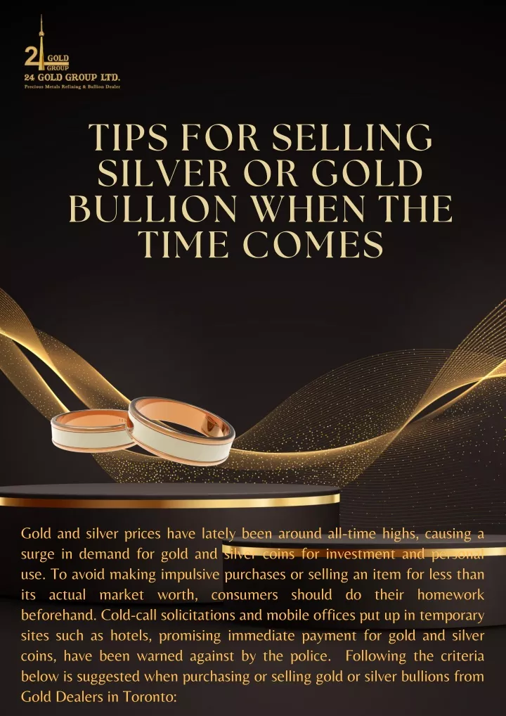 tips for selling silver or gold bullion when