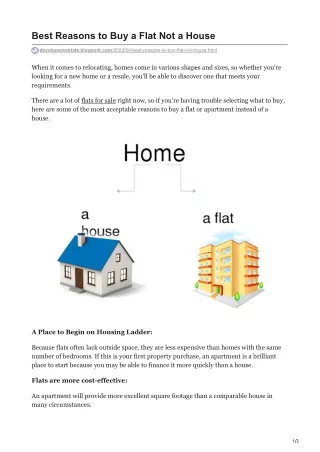 best reasons to buy a flat not a house