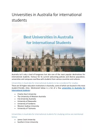 Times Course Finder: Top Universities in Australia for International Students