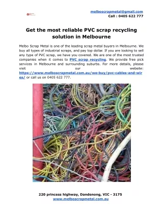 Get the most reliable PVC scrap recycling solution in Melbourne