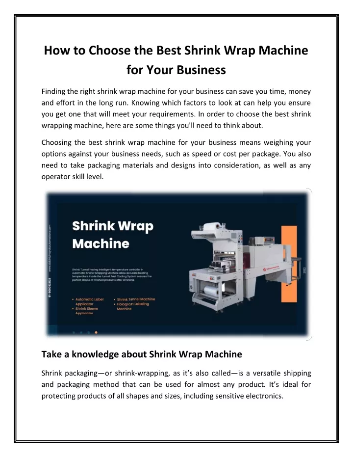 how to choose the best shrink wrap machine