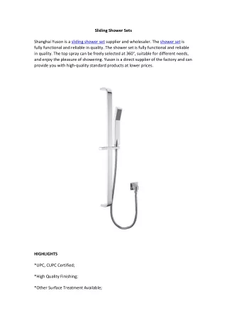 sliding shower sets