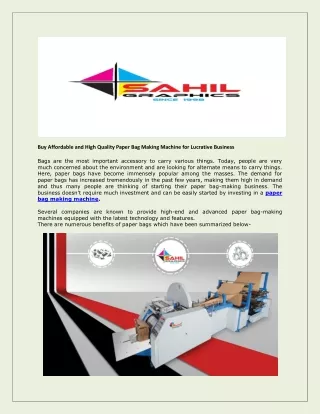 Buy Affordable and High Quality Paper Bag Making Machine for Lucrative Business