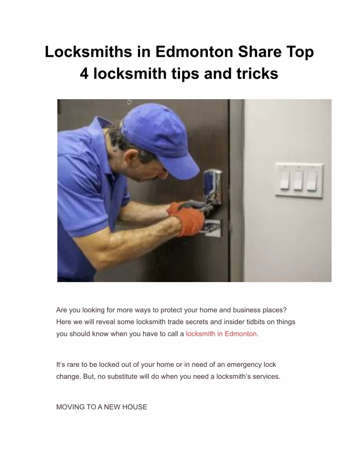 locksmiths in edmonton share top 4 locksmith tips