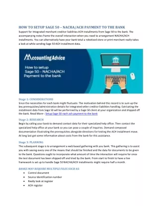 how to setup sage 50 nacha ach payment