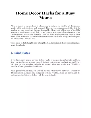 Home Decor Hacks for a Busy Moms