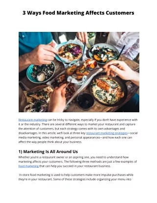 3 Ways Food Marketing Affects Customers
