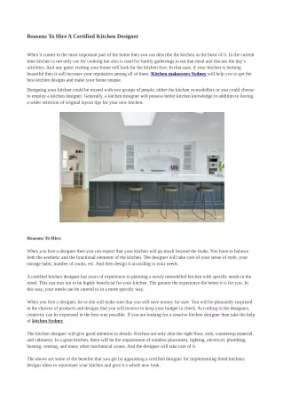 reasons to hire a certified kitchen designer