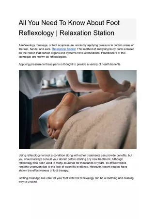 All You Need To Know About Foot Reflexology | Relaxation Station