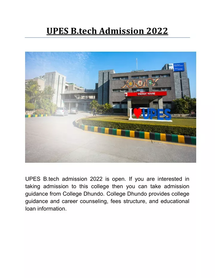 upes b tech admission 2022