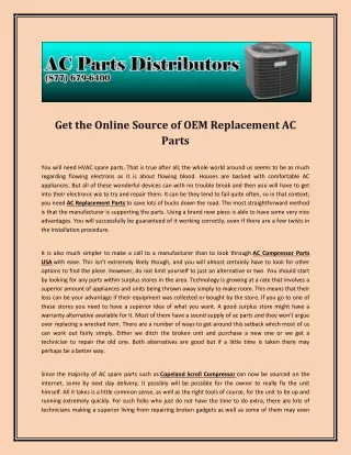 get the online source of oem replacement ac parts