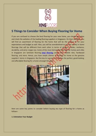5 Things to Consider When Buying Flooring for Home