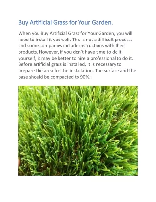 Buy Artificial Grass for Your Garden.