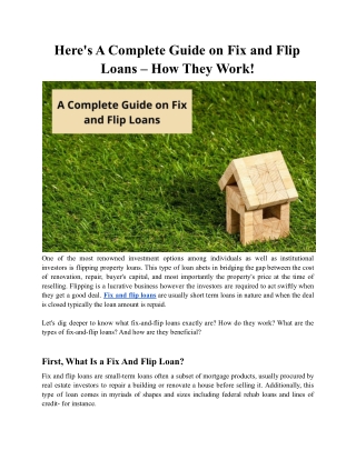 here s a complete guide on fix and flip loans