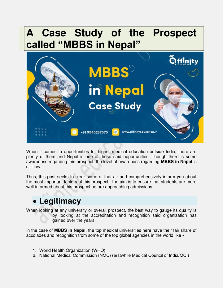 a case study of the prospect called mbbs in nepal