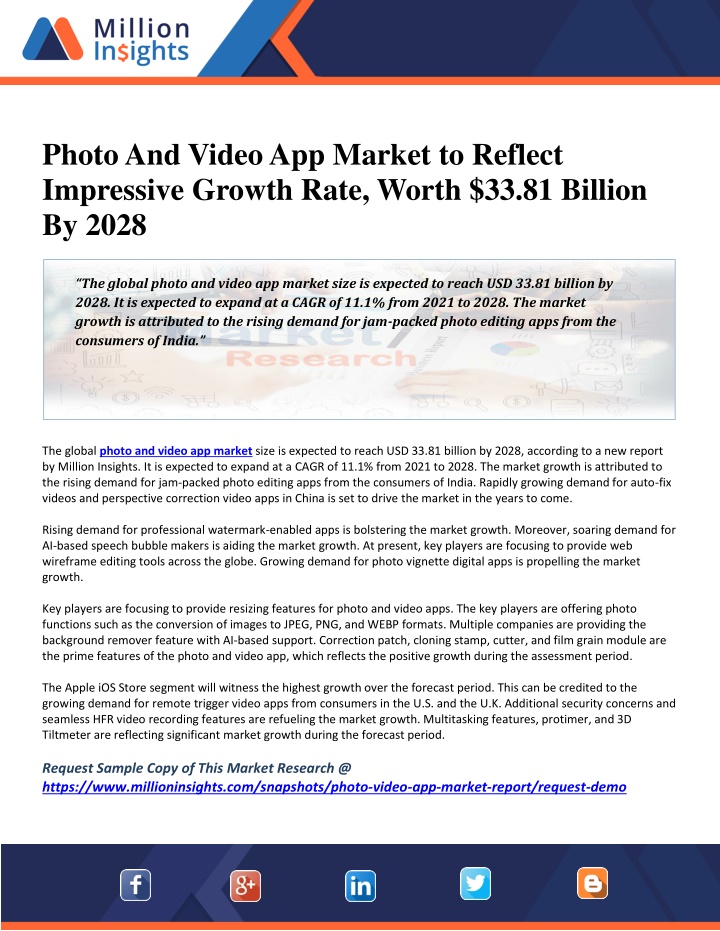 photo and video app market to reflect impressive