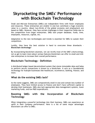 skyrocketing the smes performance with blockchain