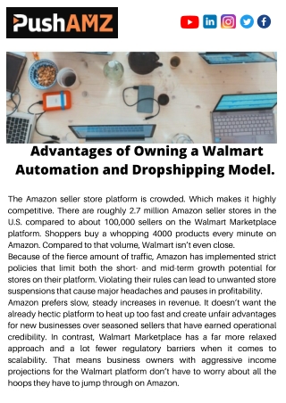 Advantages of Owning a Walmart Automation and Dropshipping Model.
