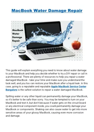 MacBook Water Damage Repair in Bangalore