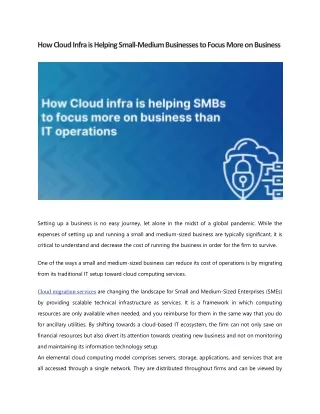 How Cloud infra is helping small-medium businesses to focus more on business