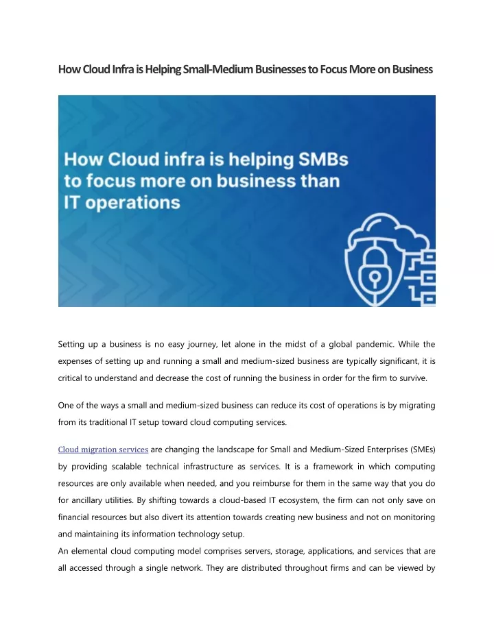 how cloud infra is helping small medium