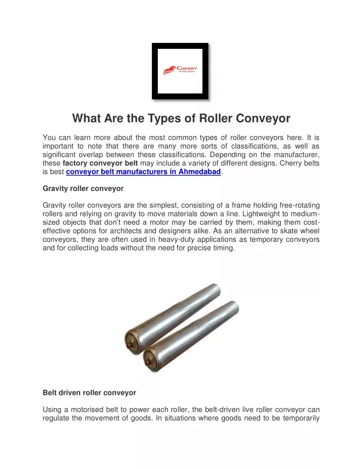 what are the types of roller conveyor