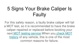 5 signs your brake caliper is faulty