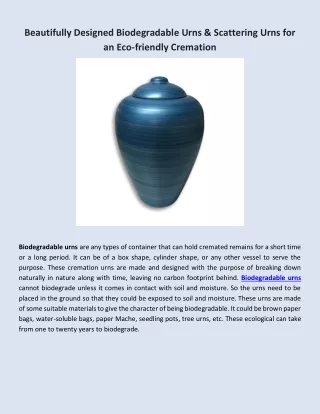 beautifully designed biodegradable urns