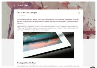 How to Use Fine Art Paper