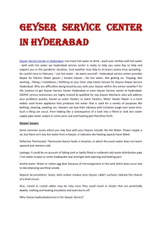 Geyser Service Center in Hyderabad