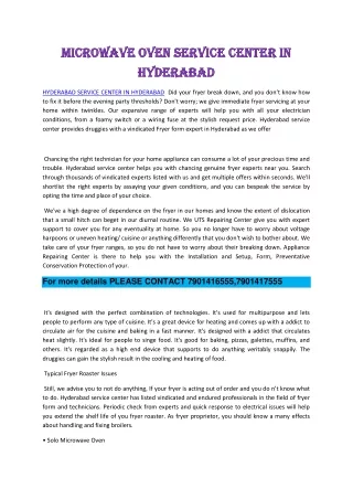 MICROWAVE OVEN SERVICE CENTER IN HYDERABAD