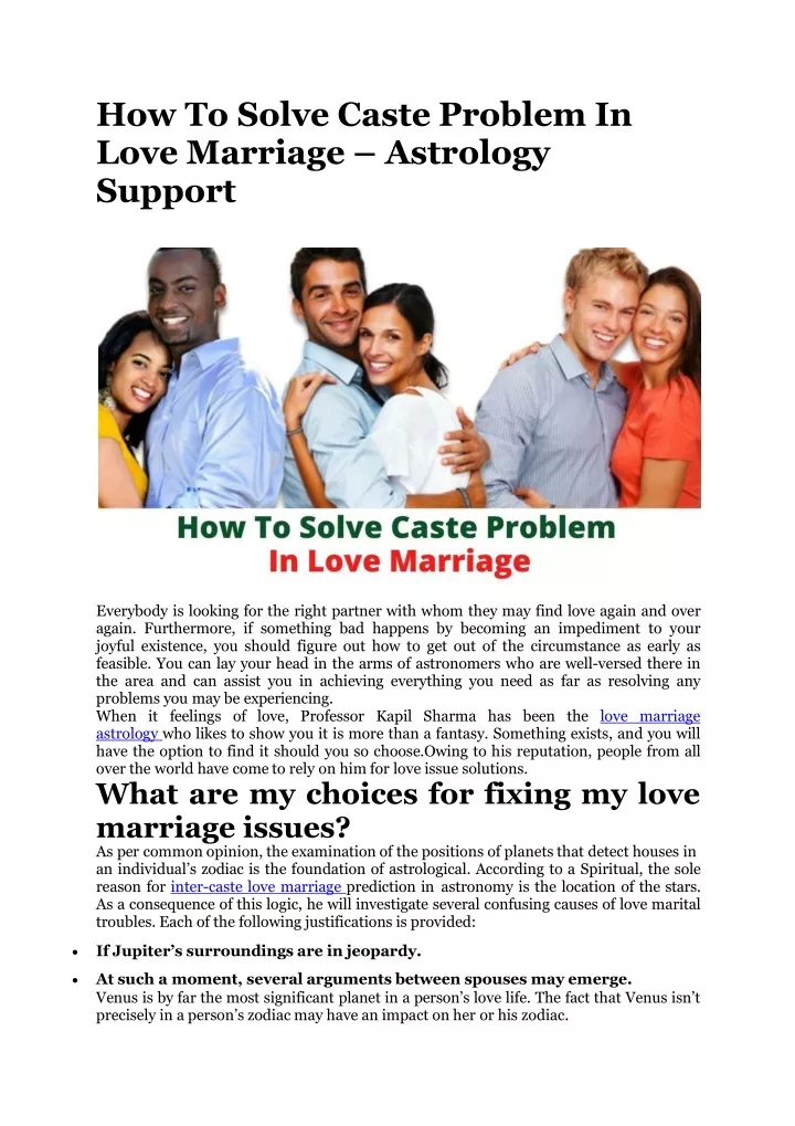 how to solve caste problem in love marriage astrology support