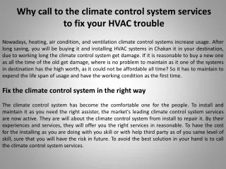 why call to the climate control system services