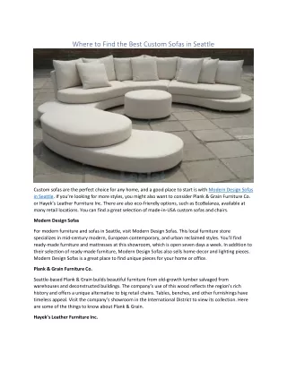 Where to Find the Best Custom Sofas in Seattle