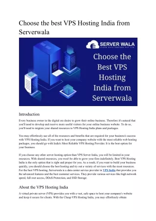 choose the best vps hosting india from serverwala