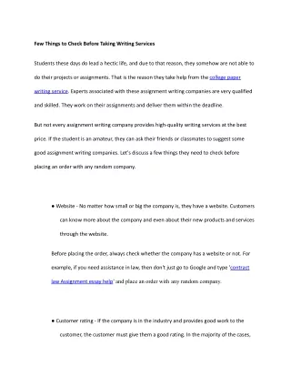 few things to check before taking writing services