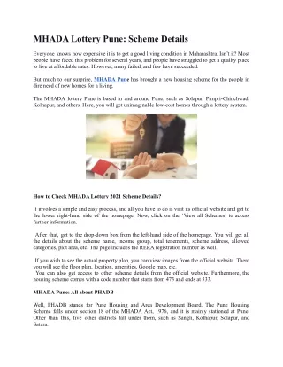 MHADA Lottery Pune: Scheme Details.docx