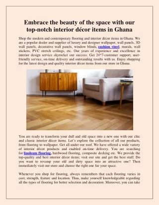 Embrace the beauty of the space with our top-notch interior décor items in Ghana
