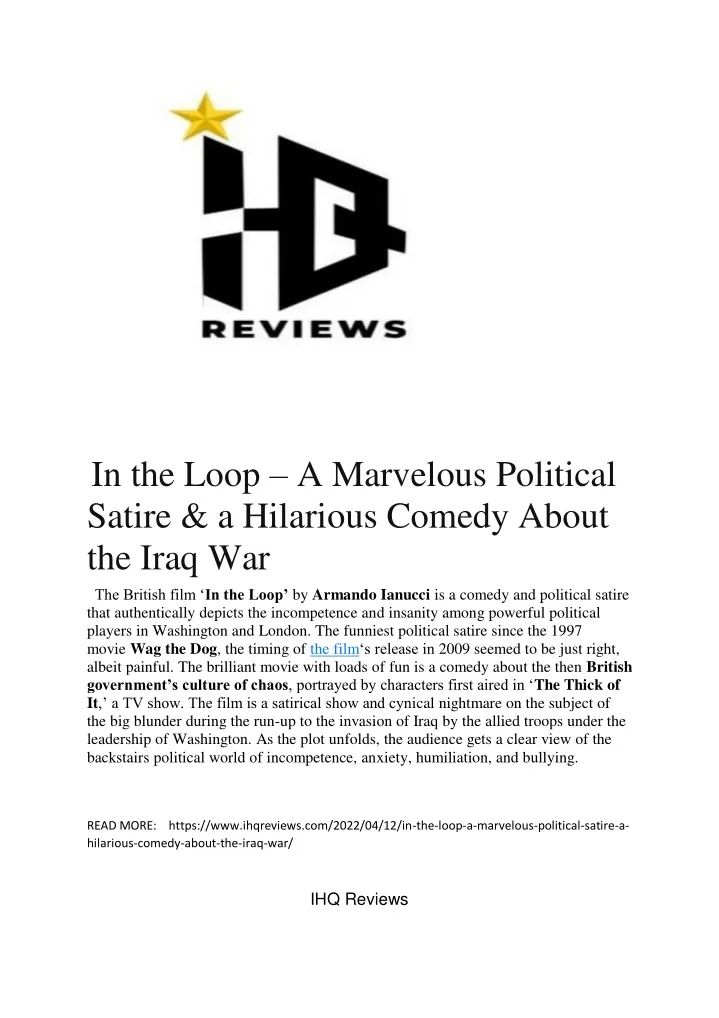 in the loop a marvelous political satire