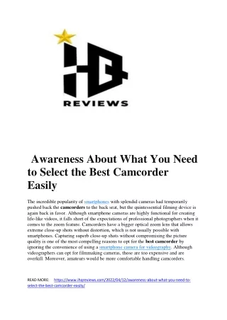 awareness about what you need to select the best