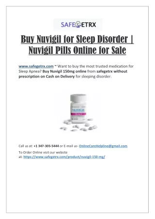 Buy Nuvigil for Sleep Disorder | Nuvigil Pills Online for Sale