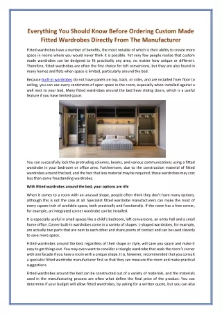 Everything You Should Know Before Ordering Custom Made Fitted Wardrobes Directly From The Manufacturer