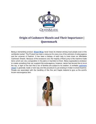 origin of cashmere shawls and their importance